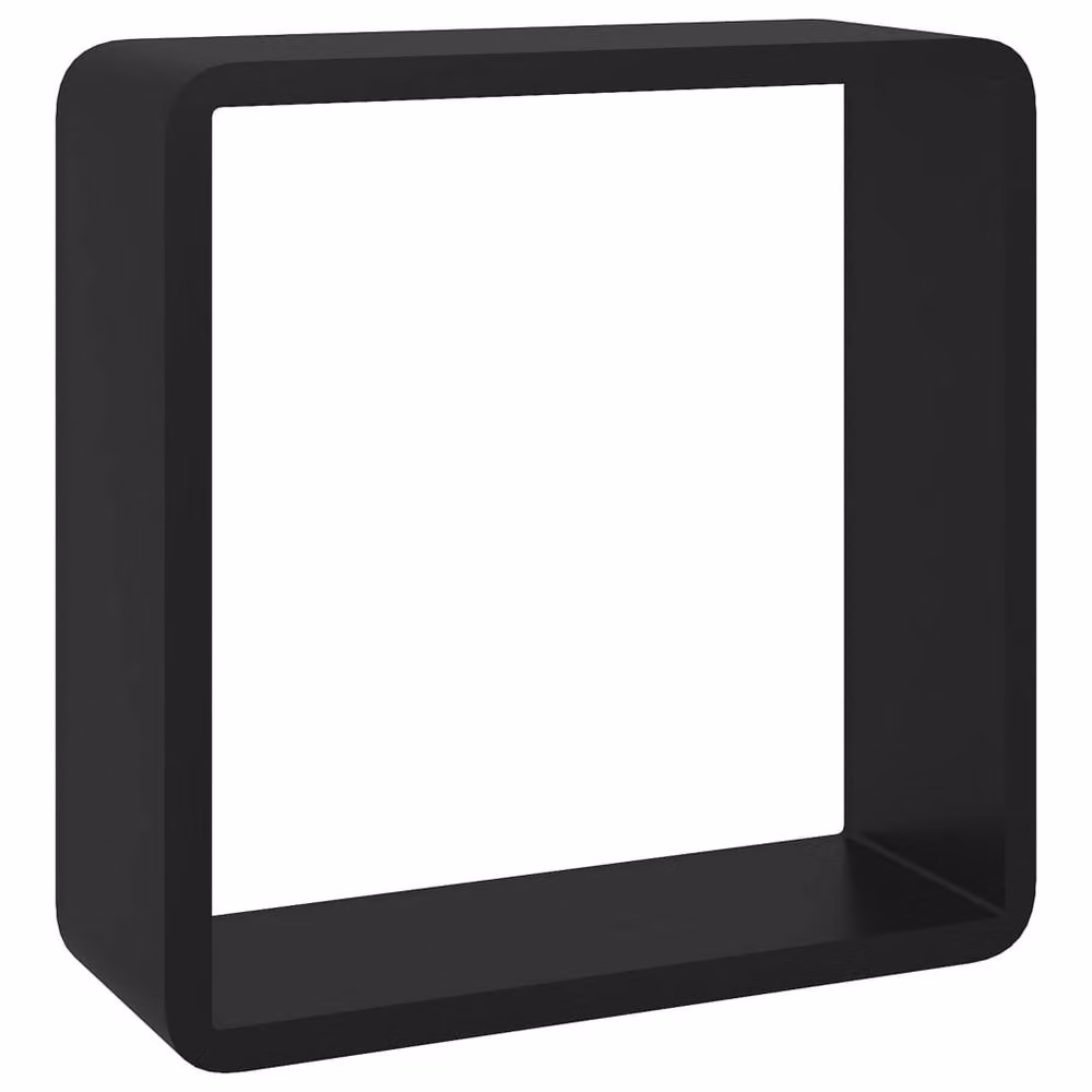 Berkfield Home Set of 3 Black MDF Wall Mounted Cube Shelves – 7