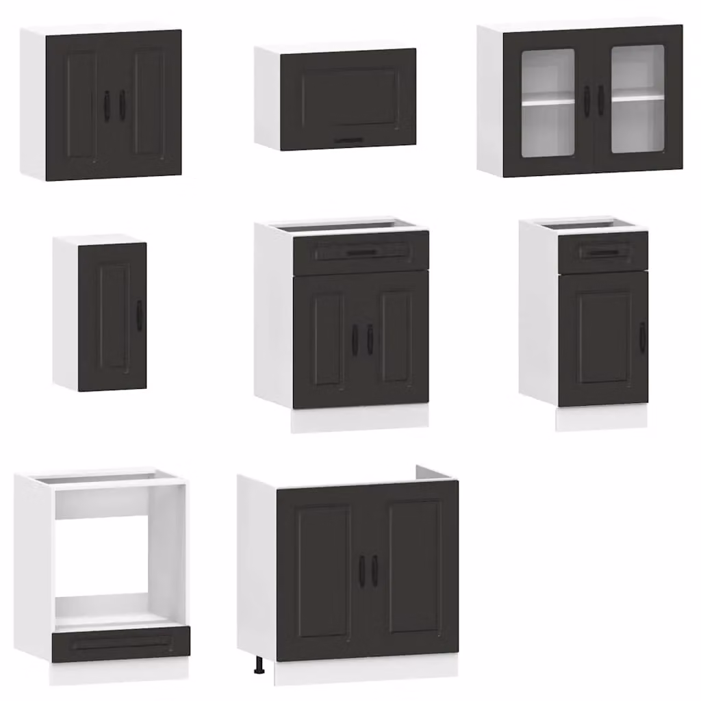 Berkfield Home Kalmar 8 Piece Black Matt Kitchen Cabinet Set – 3