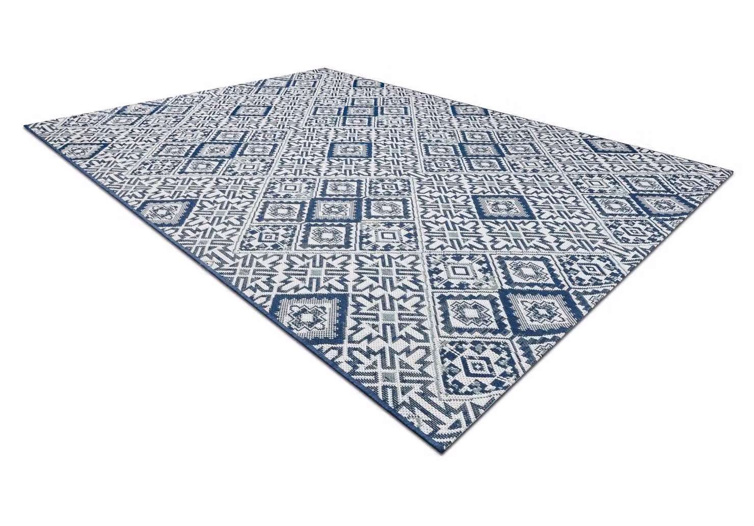 RugsX Blue Geometric Ethnic Flat Weave Polypropylene Rug, W: 80 cm, L: 150 cm – 2