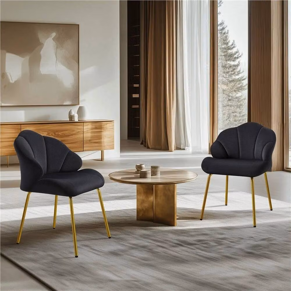 KORVIXA Black Velvet Accent Chair with Armrests, W/D/H: 100 x 100 x 78 cm – 3