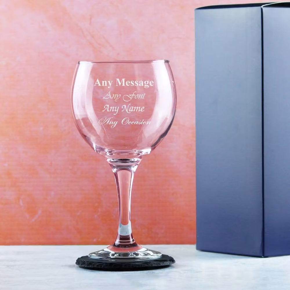 Uniqueful Personalised Engraved Gin Balloon Cocktail Glass, Clear, 600 ml – 2