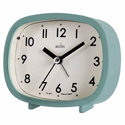 Acctim Hilda Retro Analogue Alarm Clock with Backlight and Snooze Function in Green