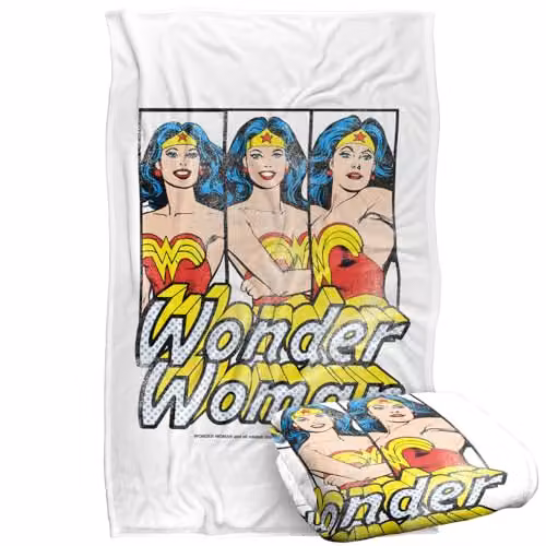 Warner Bros. Wonder Woman Panels Silky Touch Super Soft Fleece Throw Blanket, Multicolour, W: 91.44 cm x L: 147 cm