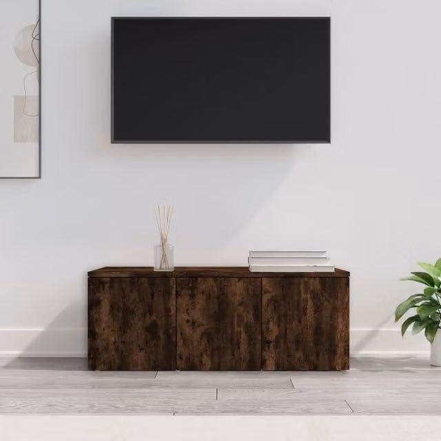 Berkfield Home TV Cabinet in Smoked Oak Brown, W/D/H: 80 x 34 x 30 cm – 1
