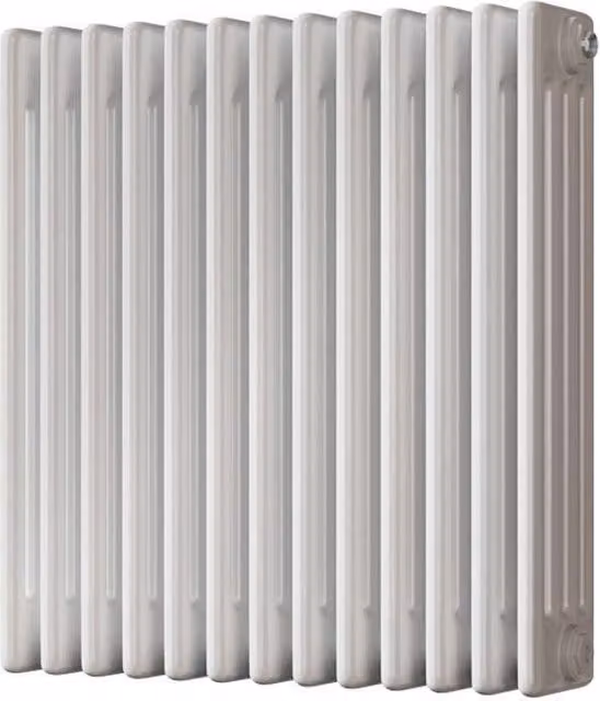 UK Radiators Alpha 4 Column Traditional Cast-Iron Style Radiator in White, W: 59.2 cm, H: 60 cm