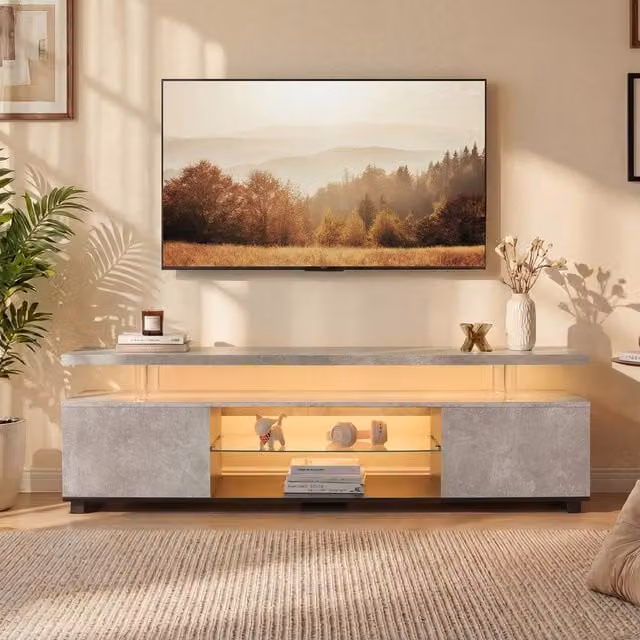 Matteo Modern LED TV Stand with Integrated Lighting in Grey and Black – 1