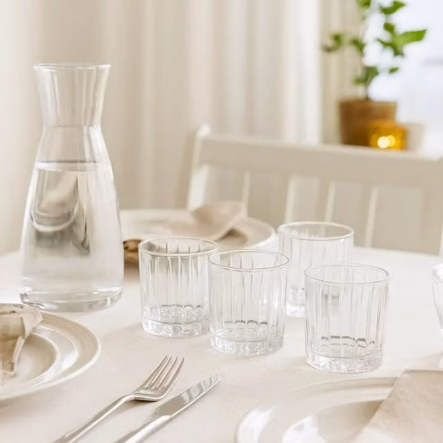 Orsina Beaufort Set of 4 Striped Crystal Large Tumblers, 350 ml, Transparent