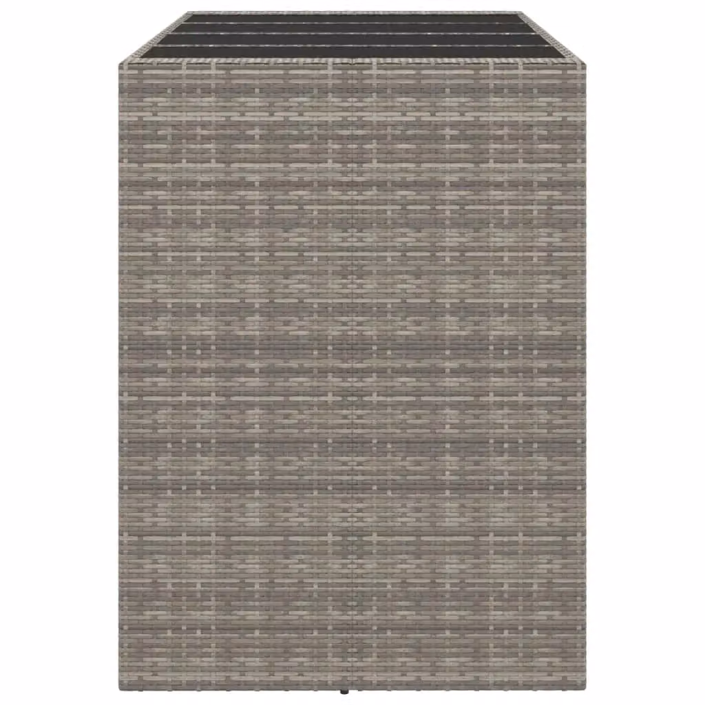 Berkfield Home Bar Table with Glass Top in Grey Poly Rattan, W/D/H: 145 x 80 x 110 cm – 3