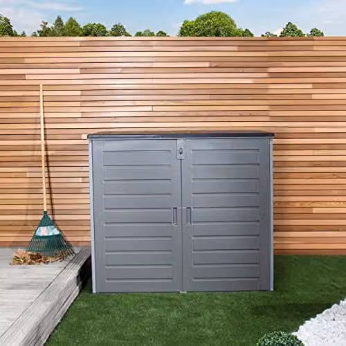 Charles Bentley 1170L Outdoor Garden Storage Cabinet, Grey and Black, W/D/H: 140 x 124.5 x 82 cm – 6