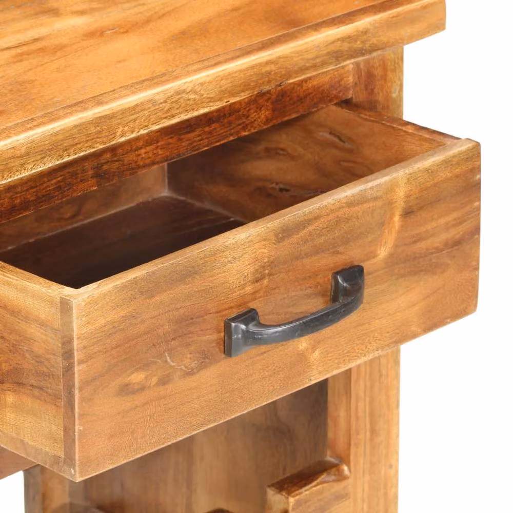 Berkfield Home Rustic Brown Acacia Wood Wine Cabinet with Bottle Rack, W/D/H: 40 x 30 x 80 cm – 3