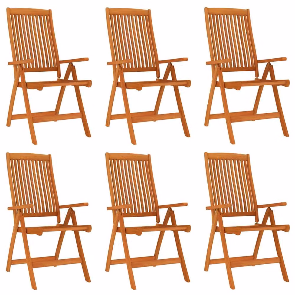 Berkfield Home Beautiful Folding Garden Chairs, Set of 6, Brown Solid Eucalyptus Wood – 3