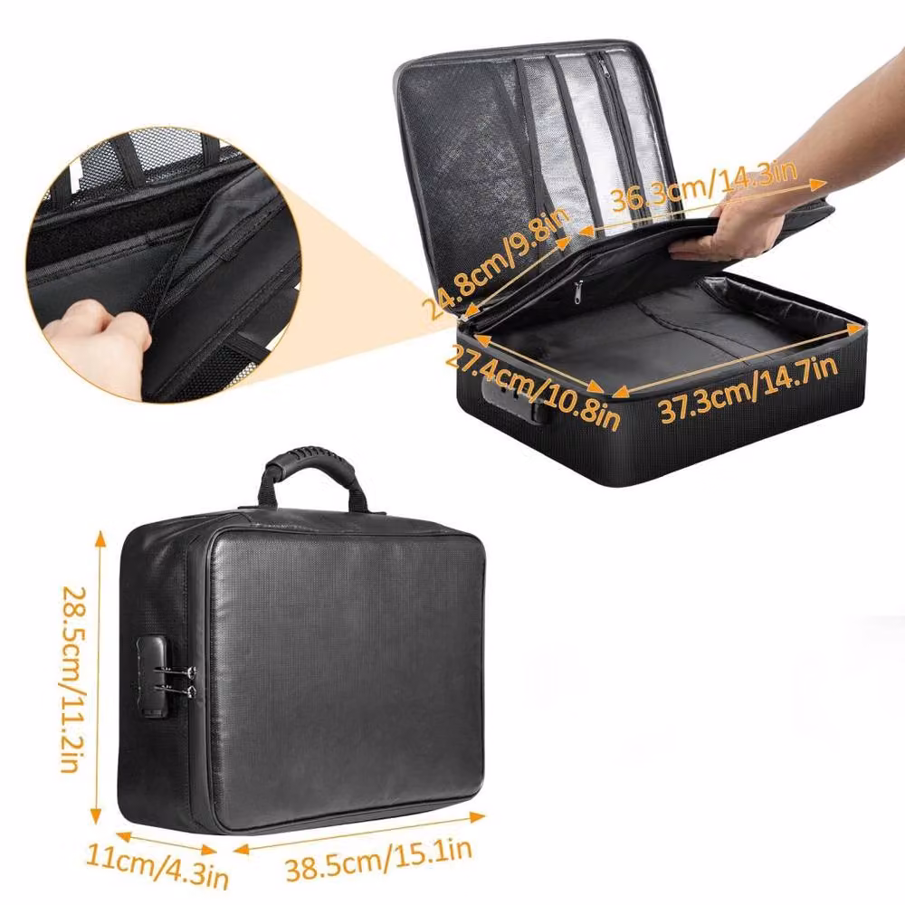Kelvenix Fireproof and Waterproof Document Box with Lock Filing Storage Organiser, Black – 2