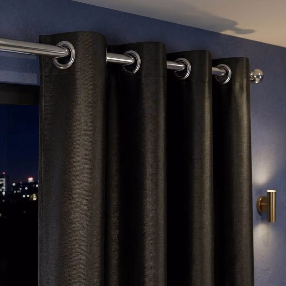 Home Luxe Interior Black Faux Silk Eyelet Curtains, 1 Pair, Width: 167 cm, Drop: 137 cm – 5