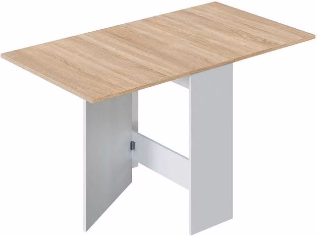 CALICOSY Fly in White Folding Table with Drop Leaf, W/D/H: 78 x 77 x 77 cm