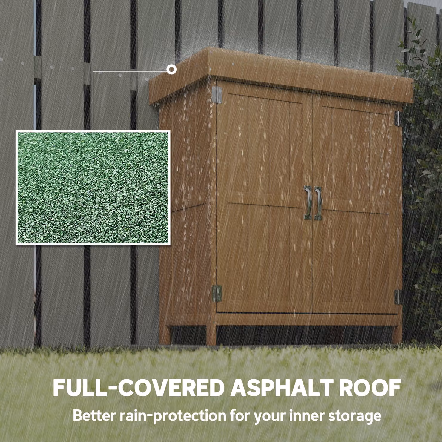 Outsunny Brown Wooden Outdoor Garden Storage Shed with Double Doors and Internal Shelving, W/D/H: 74.0 x 37.0 x 88.0 cm – 4