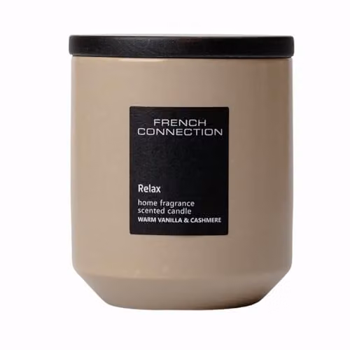 French Connection Stone Range Warm Vanilla & Cashmere Gourmand Candle, 224g, Beige