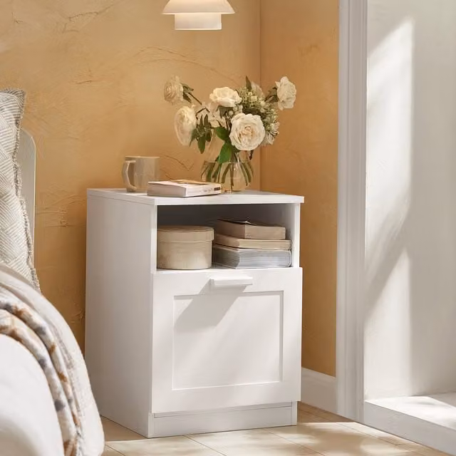 SoBuy Keyrin Modern Bedside Table in White
