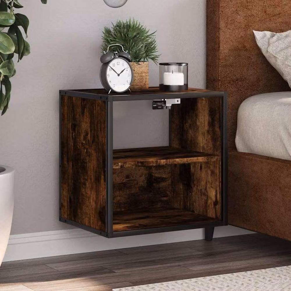Berkfield Home Wall-mounted Bedside Cabinet in Smoked Oak Brown, W: 40 cm, D: 31 cm, H: 39.5 cm – 1