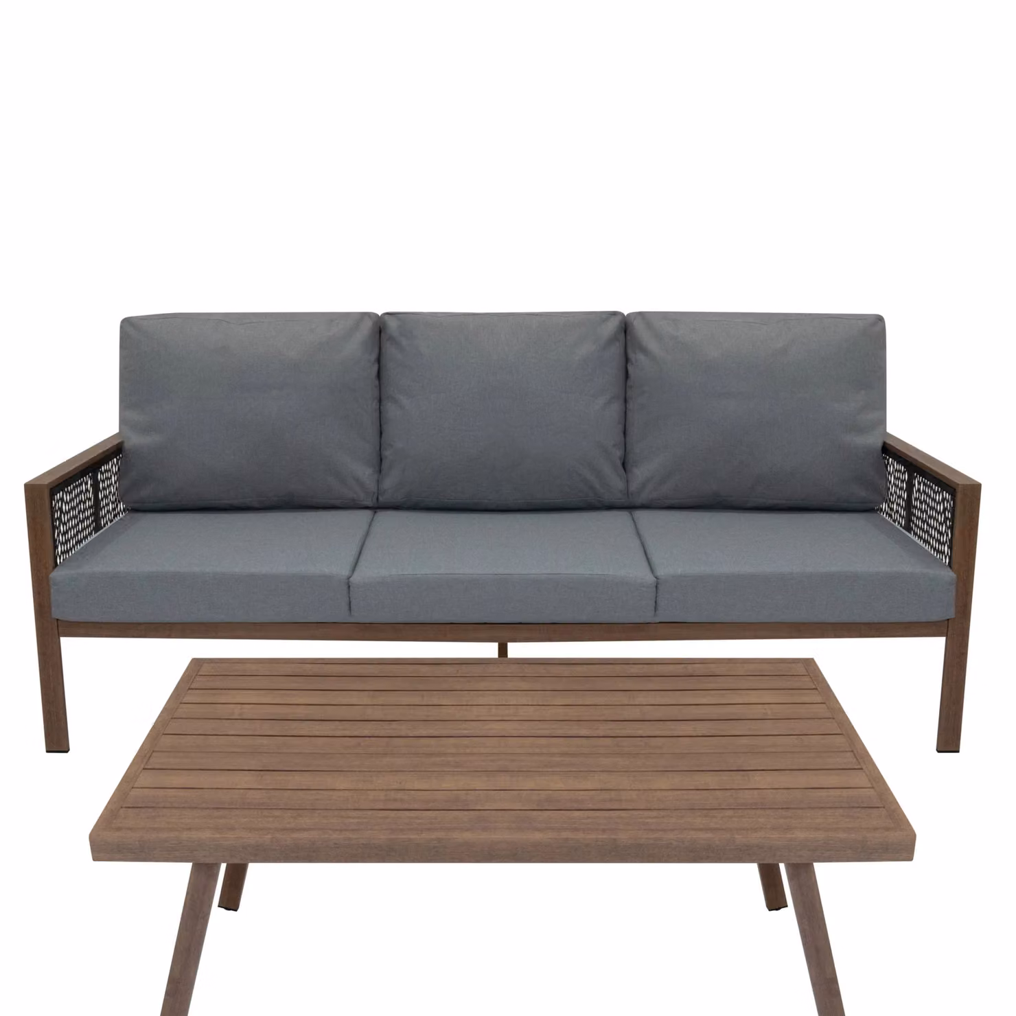 Monstershop 4 Piece Aluminium Sofa Set in Grey Wood Effect – 4