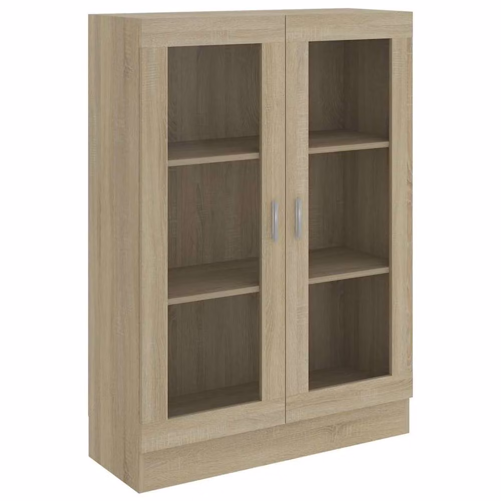 Berkfield Home Sonoma Oak Vitrine Cabinet with Glass Doors in Beige, W/D/H: 82.5 x 30.5 x 115 cm – 2