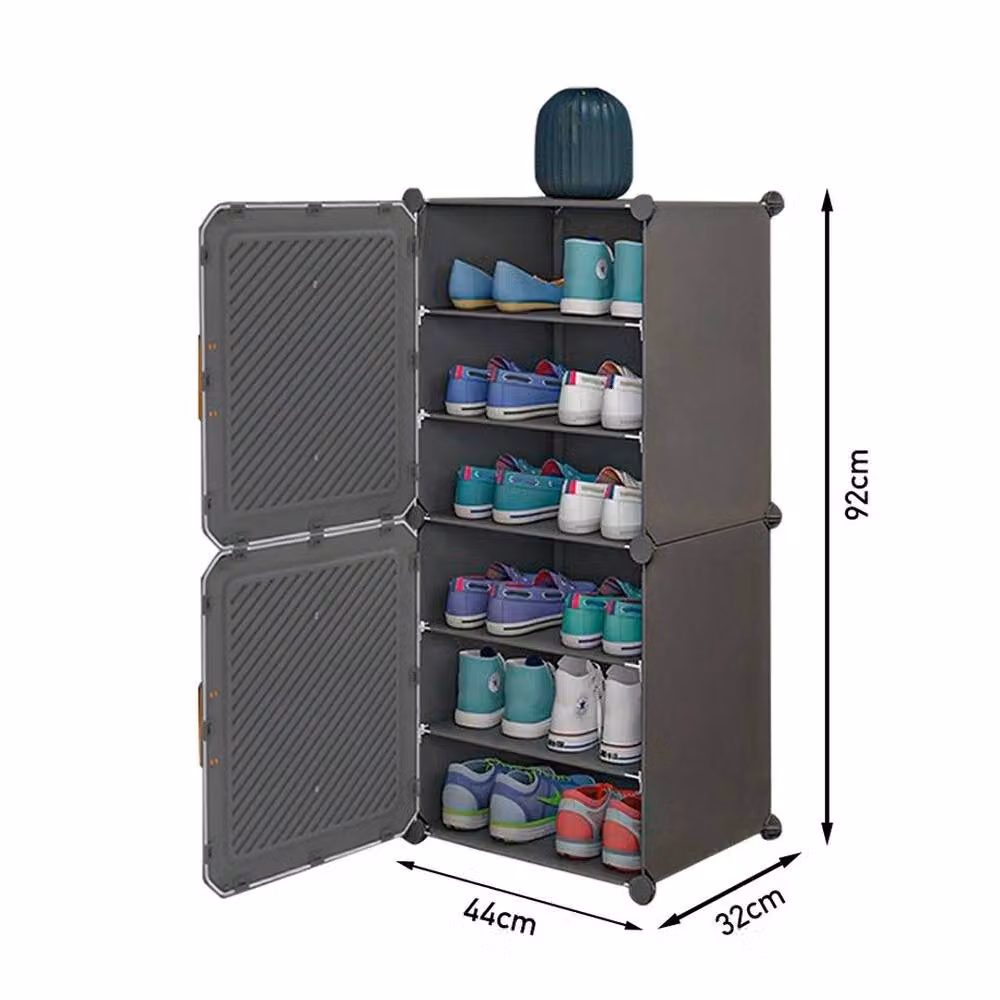 Kelvenix 6-Tier Shoe Cabinet with 2 Hinged Doors in Grey – 2