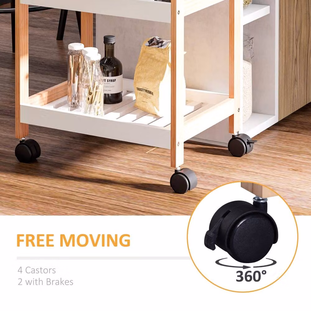 Wyld Haus Vesa 3 Tier Mobile Kitchen Trolley with Removable Tray, White, H 74.5 x W 35.0 x D 35.0 cm – 5