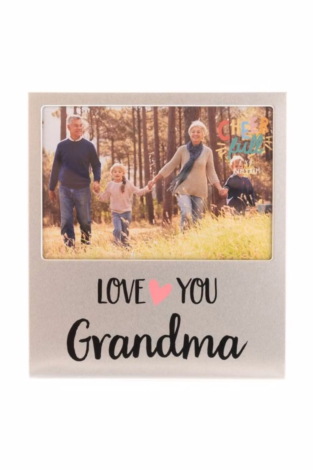 KDMD Cheerfull Grandma Aluminium Metal Photo Frame Set, Grey, 2 Pack, W: 10 x H: 15 cm – 2