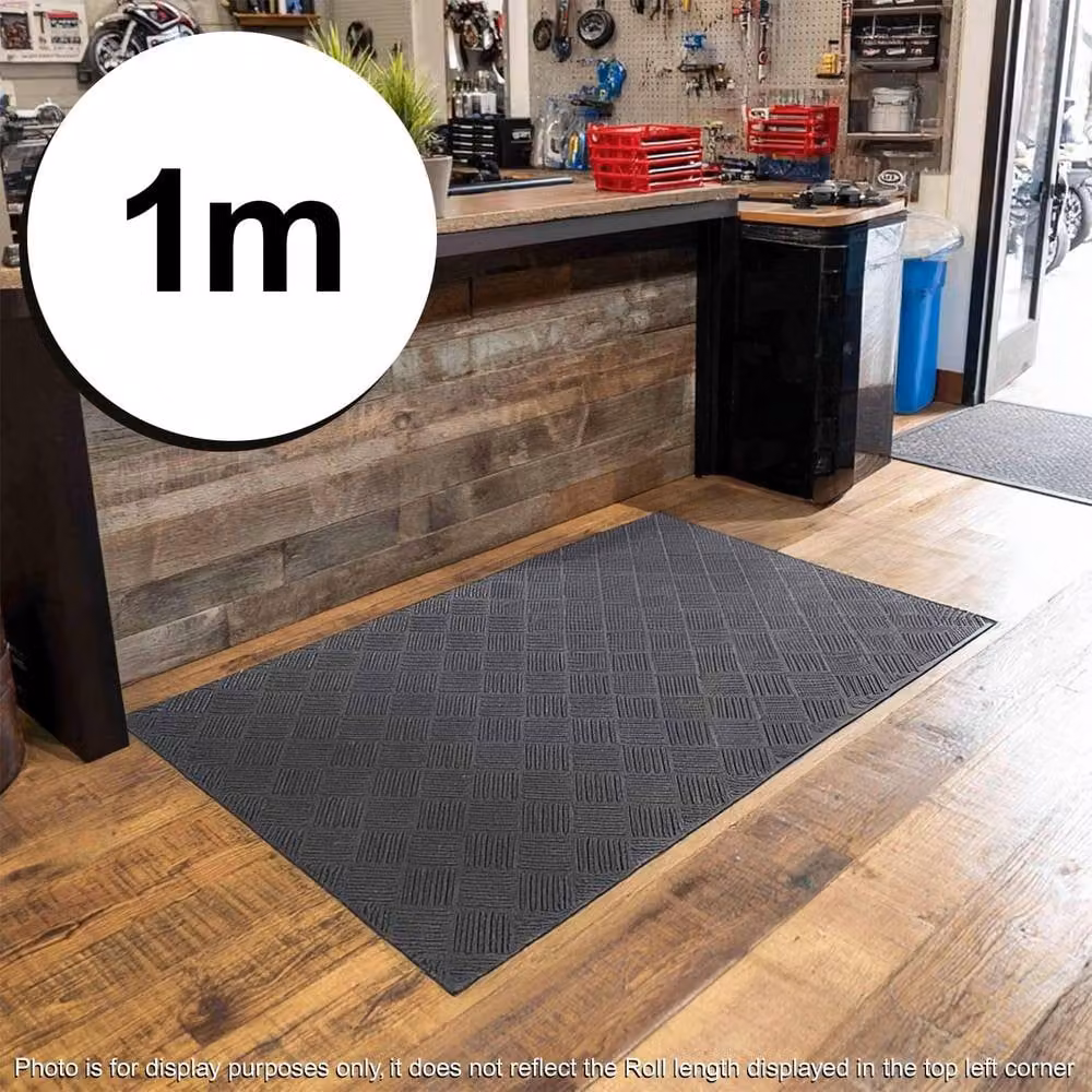 Oseasons Heavy Duty Non-Slip Rubber Floor Mat in Grey, Geometric Diamond Plate Design, W/D/H: 120 x 100 x 3.6 cm – 2