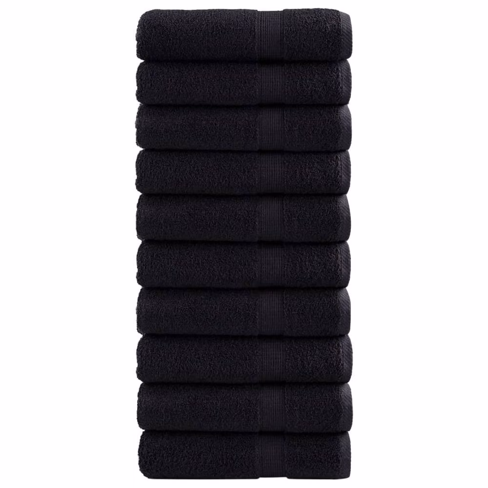 Berkfield Home SOLUND Premium Cotton Terry Hand Towels, 10 Pack, Black, W: 50 cm, L: 100 cm, 600 gsm – 2