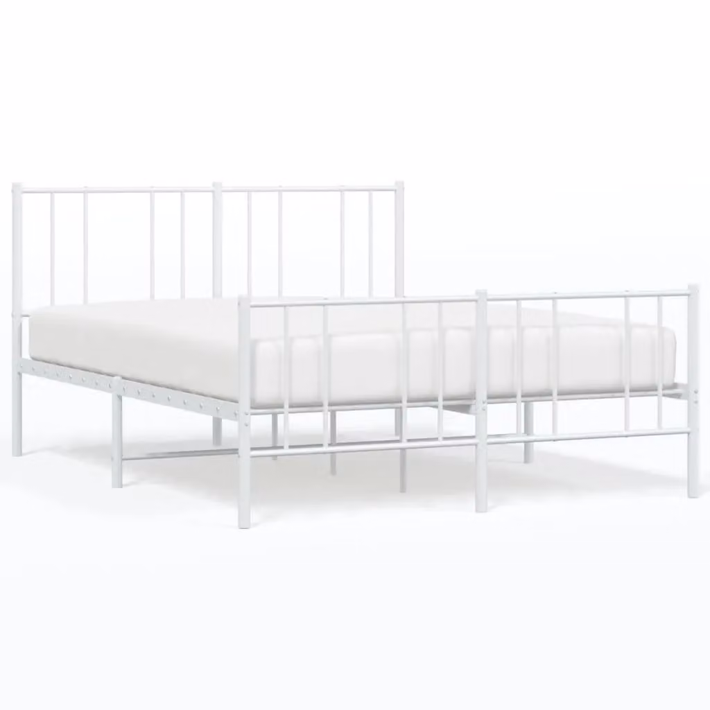Berkfield Home Metal Bed Frame with Headboard and Footboard in White, W/D/H: 160 x 200 cm – 2