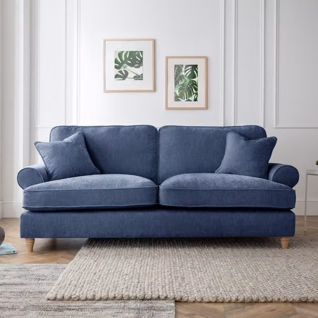 The Great Sofa Company Ezra 3 Seater Textured Velvet Sofa in Navy Blue – 1