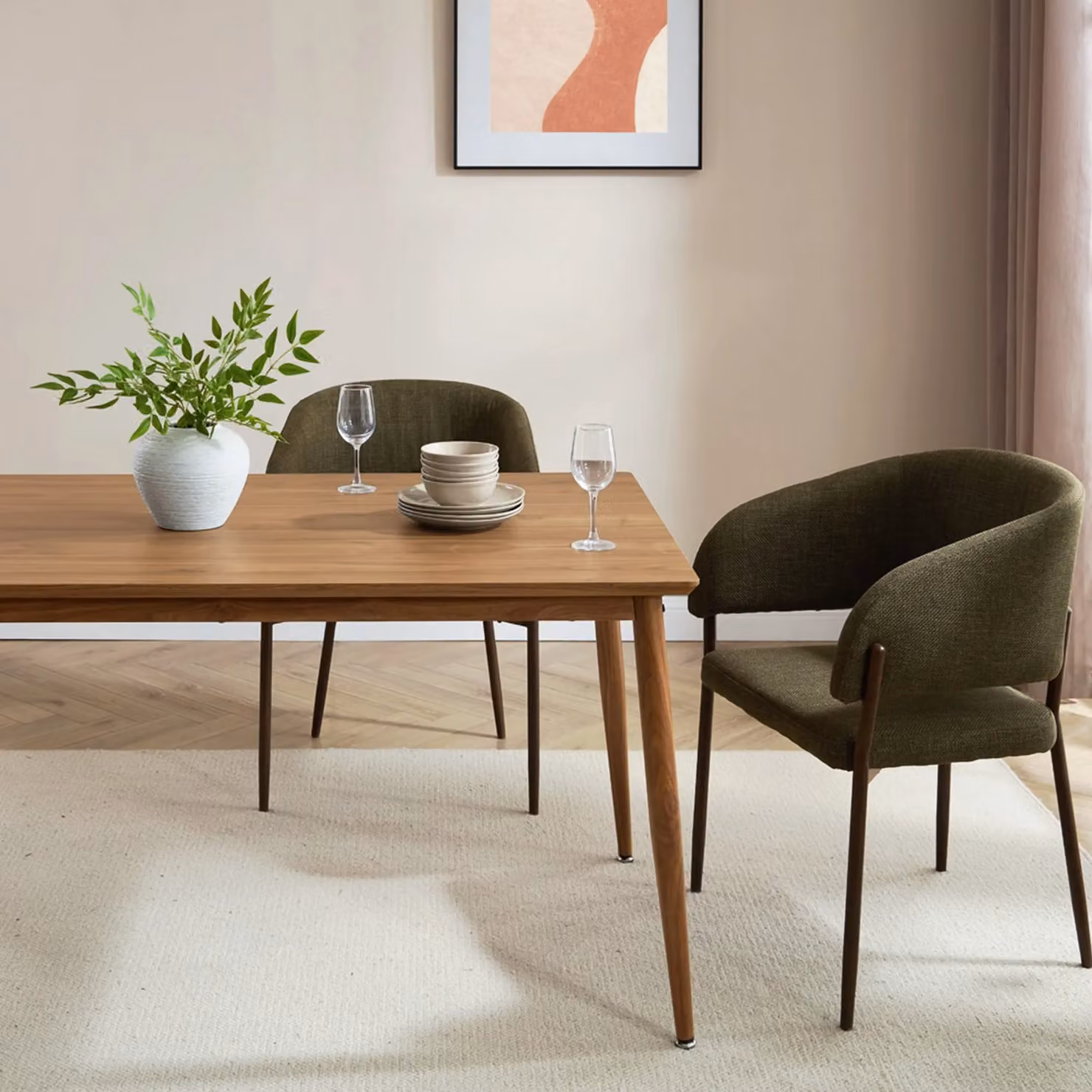 VonHaus Burton 6 Seater Rectangular Dining Table in Brown Wood Effect, W/D/H: 150 x 90 x 76.4 cm – 4
