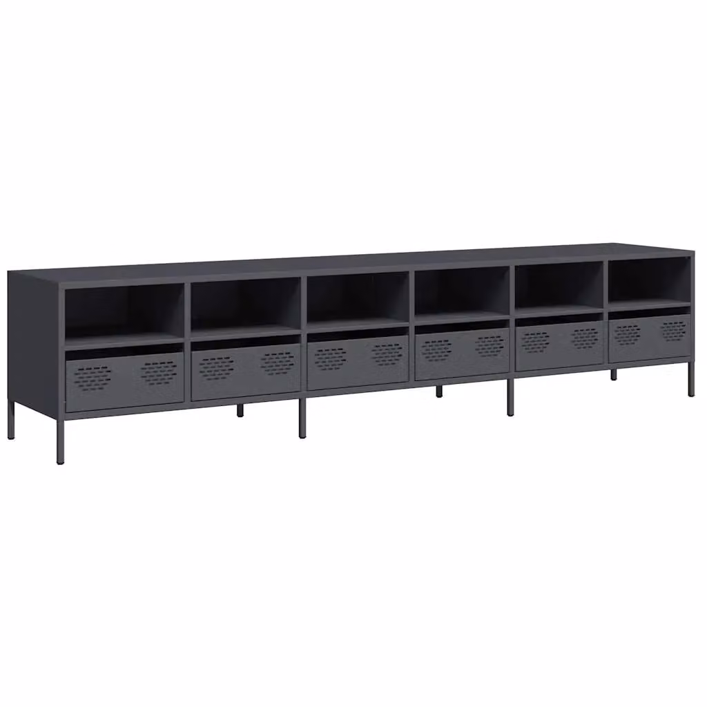 Berkfield Home TV Cabinet in Anthracite and Black, W/D/H: 202 x 39 x 43.5 cm – 2