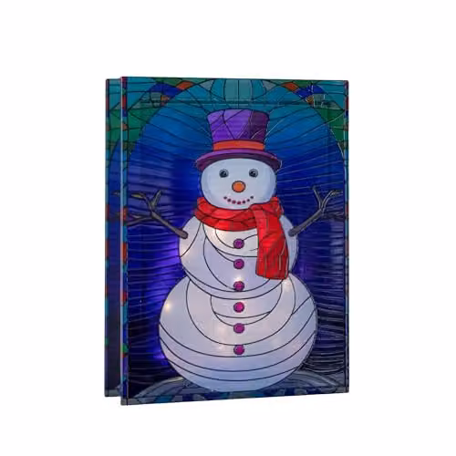 Samuel ALEXANDER Multicolour Stained Glass Snowman Tabletop Decoration with LED Lights, Height: 28 cm – 2