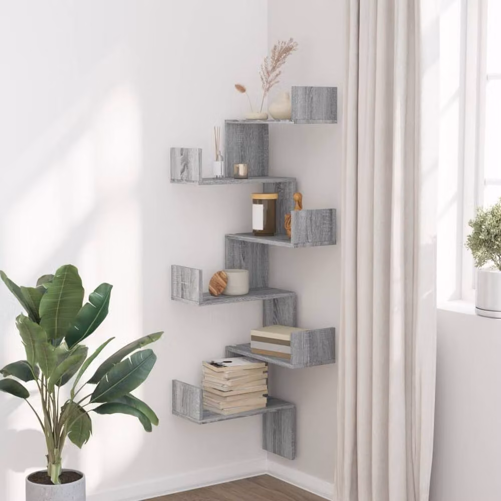 Berkfield Home Grey Sonoma Wall Corner Shelf, W/D/H: 45 x 45 x 147 cm – 2