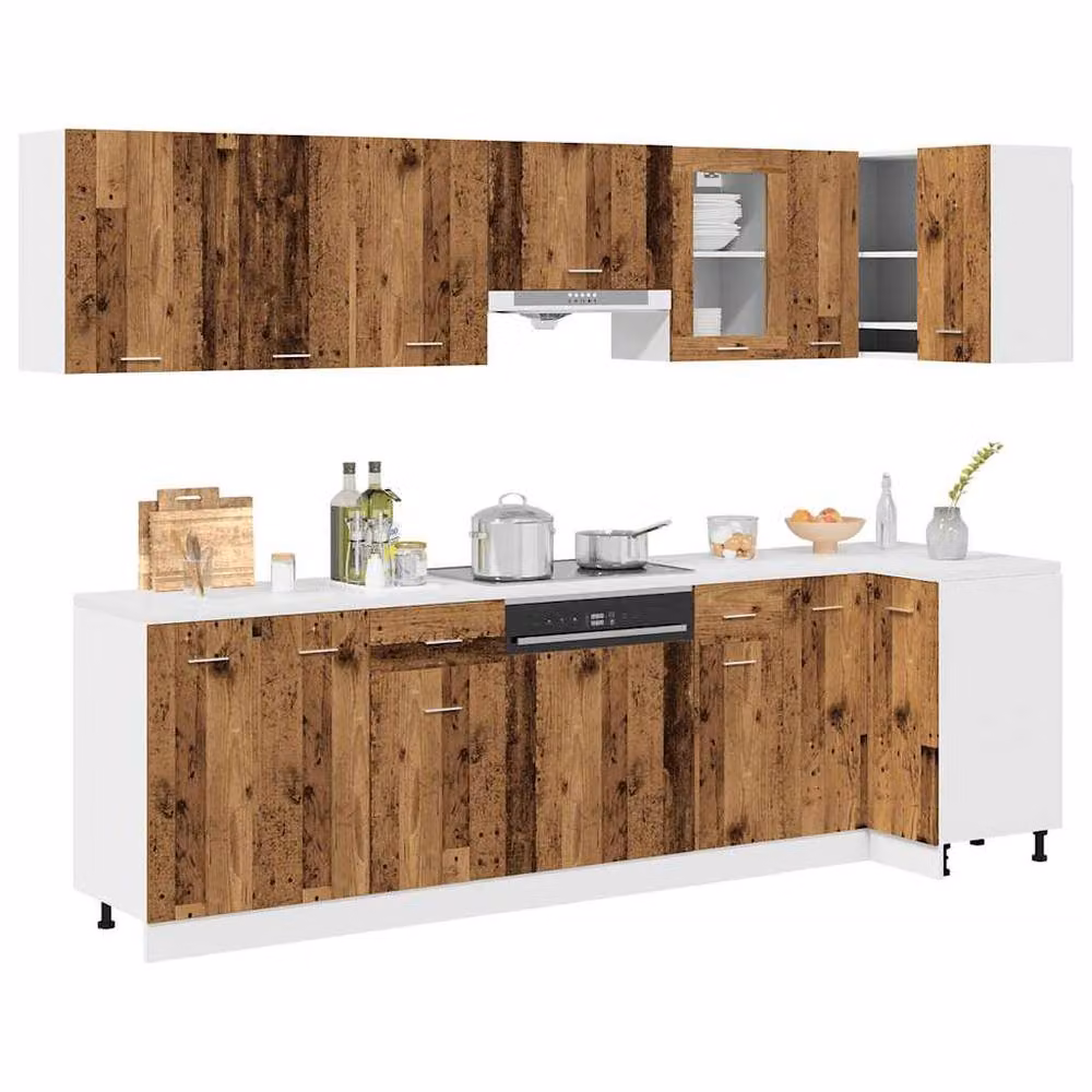 Berkfield Home 11 Piece Old Wood Kitchen Cabinet Set in Brown – 2
