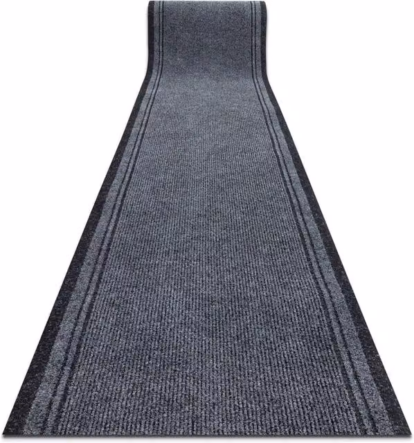 RugsX Malaga Anti-Slip Striped Runner in Grey, W/D: 100 x 270 cm