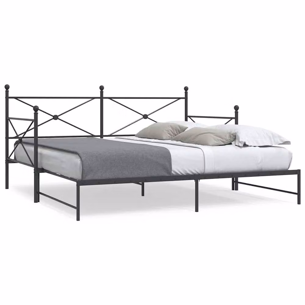 Berkfield Home Durable Metal Daybed with Trundle in Black, W/D/H: 208.0 x 100 x 107.0 cm – 2