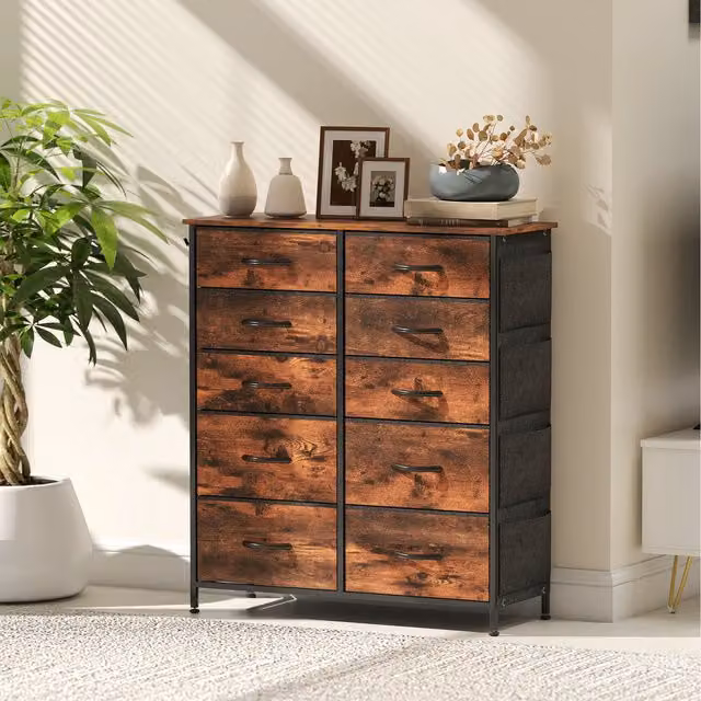 HOMCOM Industrial Double Dresser in Brown
