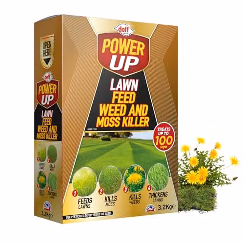 Doff Power Up Lawn Feed, Weed and Moss Killer Granulate, 3.2kg