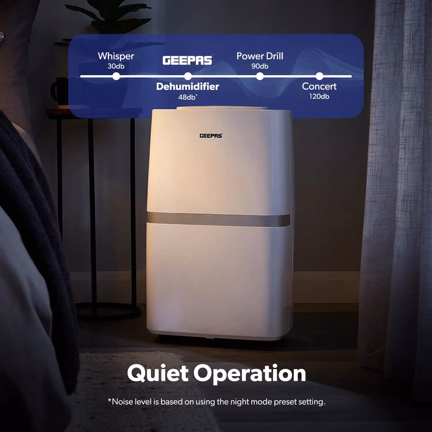 Geepas 20L Dehumidifier in White with Continuous Drainage and 24H Timer – 2