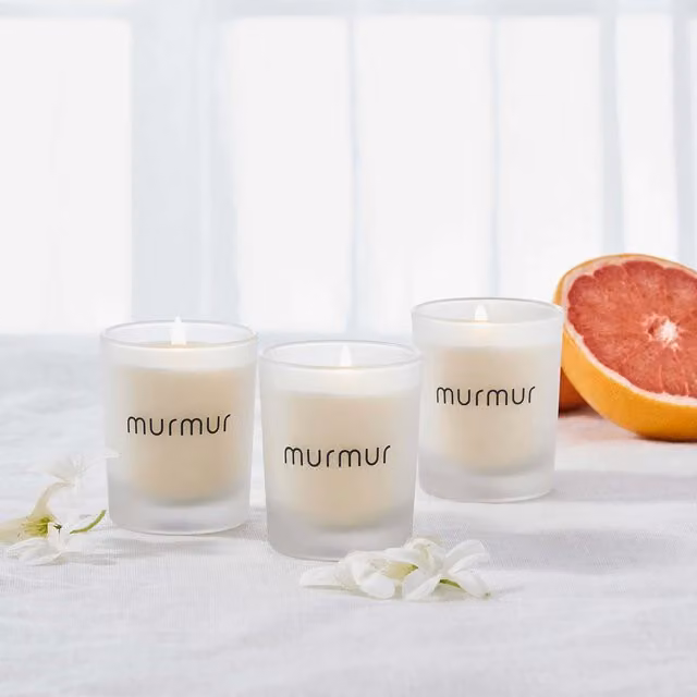 Murmur Energise Scented Votive Candles, 3 Pack, White, Fruity and Floral