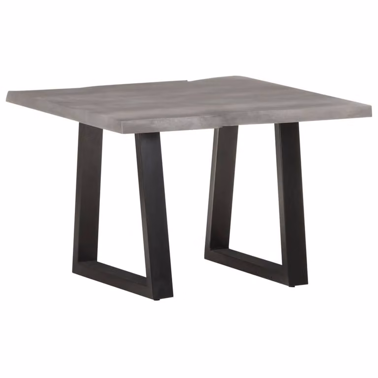 Berkfield Home Live Edge Coffee Table in Grey Solid Acacia Wood W/D/H: 60 x 60 x 40 cm