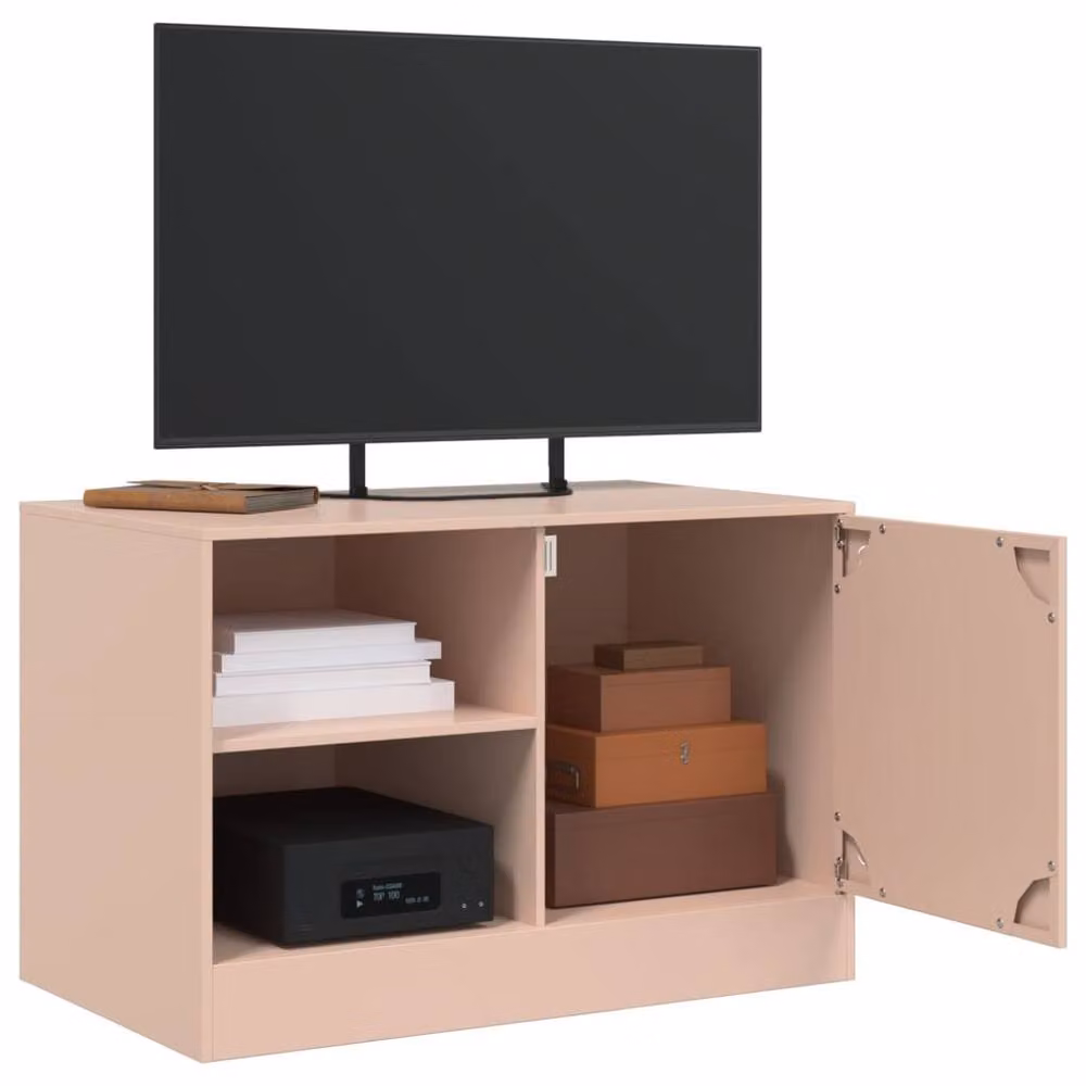 Berkfield Home Set of 2 Pink Metal TV Cabinets, W/D/H: 67 x 39 x 44 cm – 4
