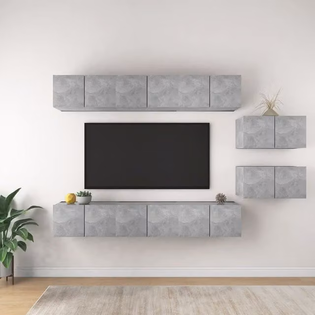 Berkfield Home Modern TV Cabinet in Concrete Grey Matt MDF – 1
