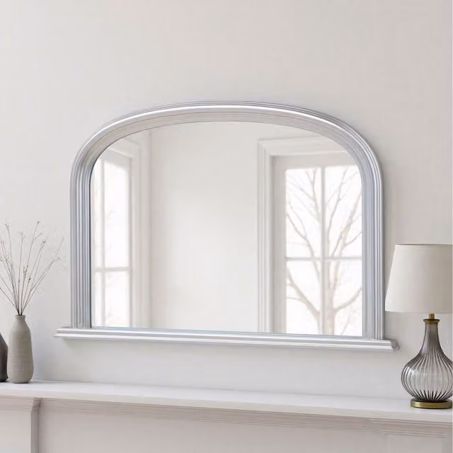 Yearn Contemporary Arched Overmantle Mirror in Silver, W: 112 cm, H: 77 cm