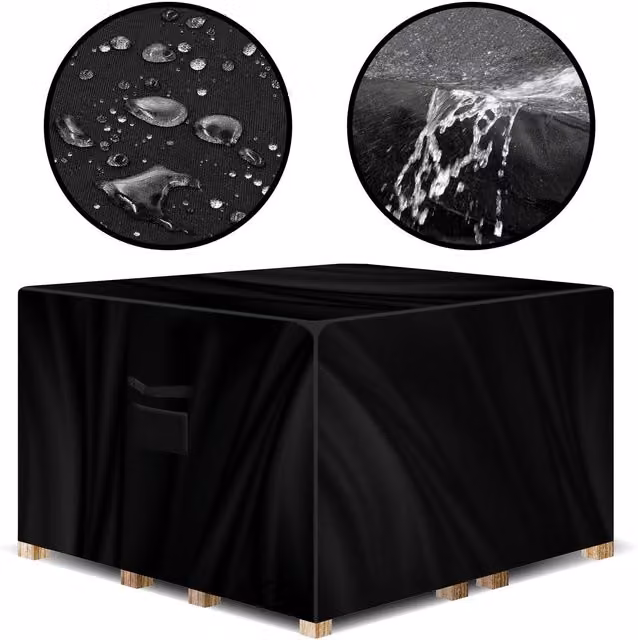 Gracious Gardens Waterproof Square Outdoor Patio Garden Furniture Cover in Black Oxford Fabric, W/D/H: 250 x 250 x 90 cm – 6
