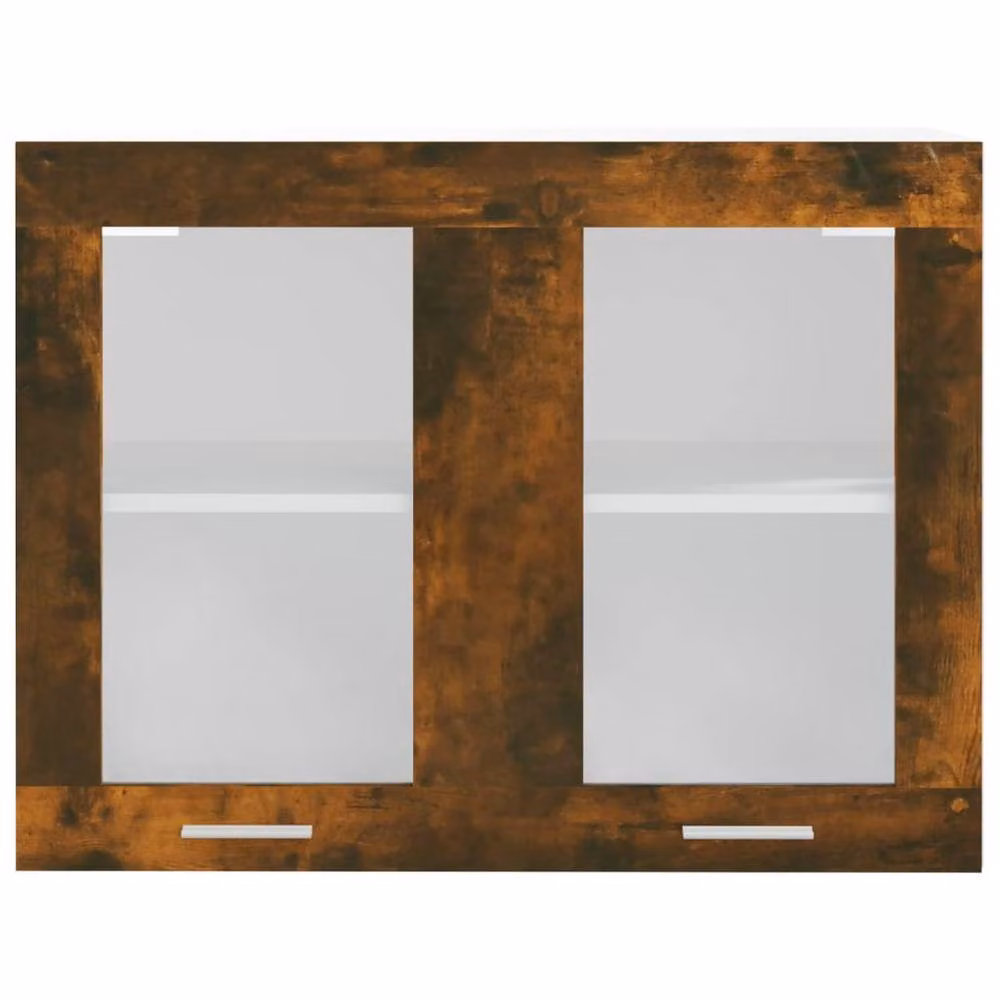 Berkfield Home Smoked Oak Hanging Glass Cabinet, Brown, W/D/H: 80 x 31 x 60 cm – 3