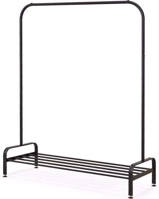 Costway Matt Black Metal Clothes Rail with Continuous Linear Rail
