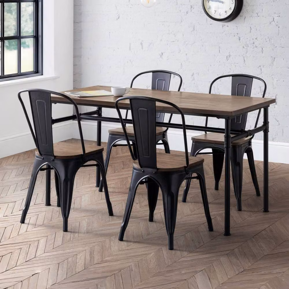Cheshire Ashford Industrial Metal Dining Chairs, Set of 4, Black and Multicolour – 4